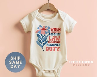 No Kings Baby Onesies® Brand, Immigration Trendy Baby Bodysuit, Social Justice Baby Outfit, Floral Baby Onesies® Brand(CA-TRE180)