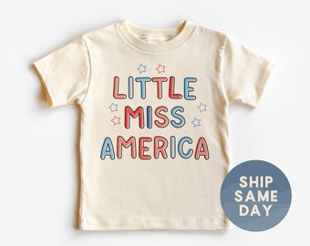 Little Miss America Toddler Shirt, Cute American Girl Patriot Apparel, Womens 4th Of July Clothes, Toddler Freedom Outfit, (CA-JUL119)