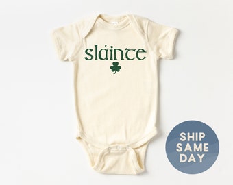 Sláinte Onesies® , Cute Holiday Bodysuit, Gaelic Baby Clothes, Funny Baby Clothes, Irish Baby Gift, (CA-PAT9)