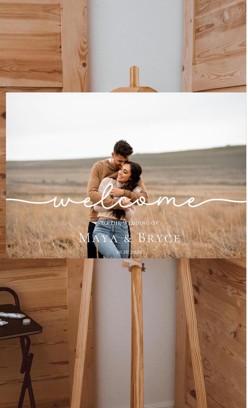Custom Wedding Welcome Sign With Photo – Personalized Digital Sign - Etsy