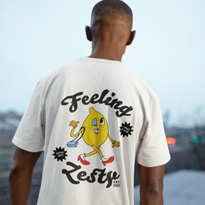 Feeling Zesty Men & Women&#39;s Vintage Lemon Character Tshirt | Colourful | Sustainably Sourced Cotton