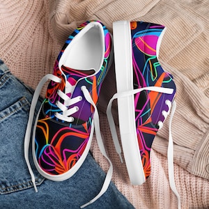 Neon design - Women’s lace-up canvas shoes