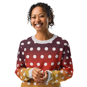 Knitted Crew Neck Sweater – Classic Polka Dot Charm