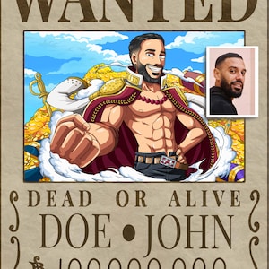 Volledig op maat gemaakte Wanted-poster, Treasure-editie: het ultieme animecadeau voor Vaderdag, Moederdag en verjaardagen!