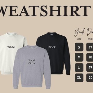 three sweatshirts with the words sweatshirt printed on them