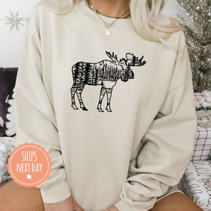 Moose Sweatshirt - Moose Hoodie - Wildlife Sweater - Nature Graphic - Camping Crewneck - Moose Lover Gift - Moose Sweater