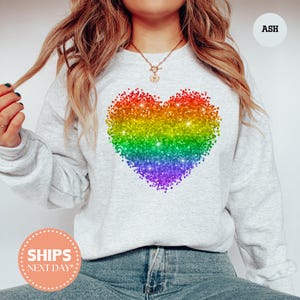 Rainbow Heart Sweatshirt - LGBT Hoodie - Gay Pride Crewneck - Rainbow Pride Gift - LGBT Pride Gift - Love is Love Sweatshirt - Pride Month
