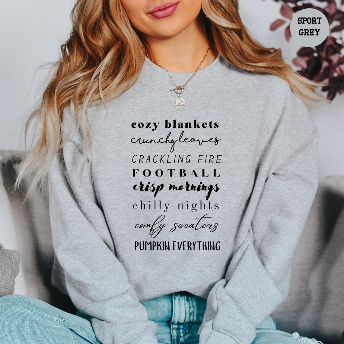 Cozy Blankets Crunchy Leaves Sweatshirt Fall Lists Hoodie Fall Crewneck