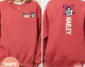 Soccer Mom Sweatshirt, Custom Team Name and Number Crewneck, Personalized Sports Mom Gift, Cute Game Day Sweater, Custom Soccer Gift