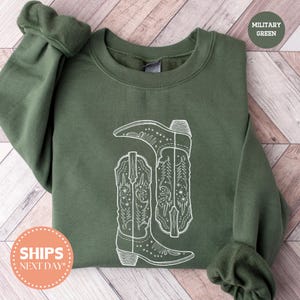 Cowgirl Boots Sweatshirt - Country Concert Hoodie - Western Graphic Crewneck - Country Sweater - Cowgirl Sweatshirt - Cowgirl Boots Gift