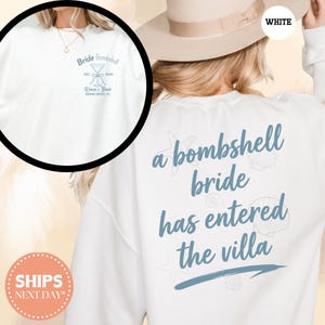 Bombshell Bride Sweatshirt, Amalfi Villa Bachelorette Hoodie, Coastal Bach Crewneck, Bridal Shower Gift, Bride To Be Jumper