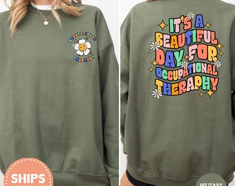 Retro Occupational Therapy Sweatshirt, Cute OT Tree Cozy Pullover, Pediatric School Therapist Gift, Therapy Crewneck, Neurodiversity Apparel