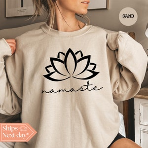 Namaste Sweatshirt - Yoga Hoodie - Yoga Gift - Lotus Flower Crewneck - Namaste Sweater - Meditation Sweatshirt - Gift for Yoga Lover