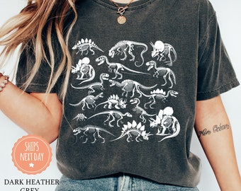 Dinosaur Skeleton T-Shirt - Dinosaur Skeleton Shirt - Dino Shirt - Dinosaur Lover Gift - Dinosaur Tee - Paleontology Tee - Comfort Colors