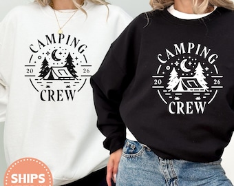 Camping Crew Sweatshirt, Matching Family Vacation Hoodie, Camp Lover Gift, Cute Group Camping Trip Sweater, Outdoor Theme Crewneck