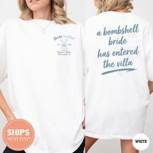 Bombshell Bride Comfort Colors Shirt, Villa Theme Bachelorette Party Tee, Custom Bridal Shower Gift