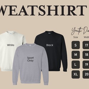 three sweatshirts with the words sweatshirt printed on them