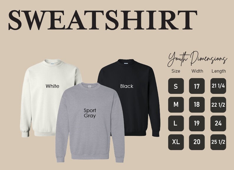 three sweatshirts with the words sweatshirt printed on them