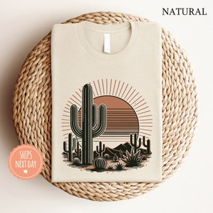 Desert Sunrise T-Shirt - Desert Shirt - Cactus Shirt - Adventure Tee - Desert Tee - Travel Gift - Cactus Scene - Comfort Colors