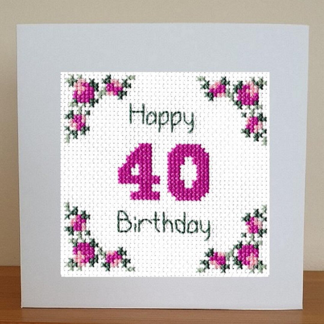 40th Birthday Card Cross Stitch Pattern – Instant PDF Download Chart - Etsy