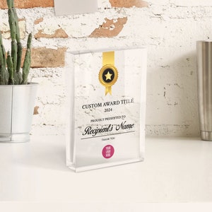 Personalized Acrylic Award Plaque: UV Printed Corporate Recognition Trophy