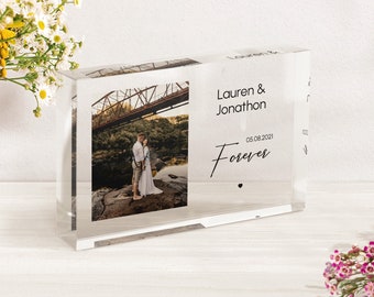 Personalized Photo Acrylic Block: Romantic Newlywed Gift