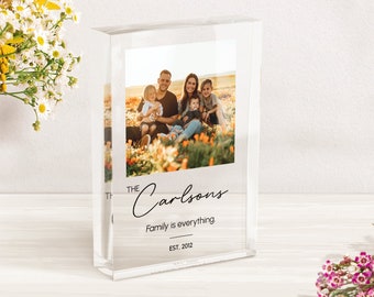 Clear Acrylic Picture Frame | Custom Family Photo Plaque | New Baby & Parent Keepsake