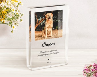 Pet Memorial Plaquette, Acryl Fotoblok, Hond Sympathie Cadeau | P02