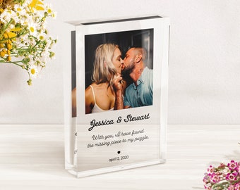 Custom Photo Acrylic Block | Personalized Anniversary Gift for Couple | Wedding Picture Plaque with Quote
