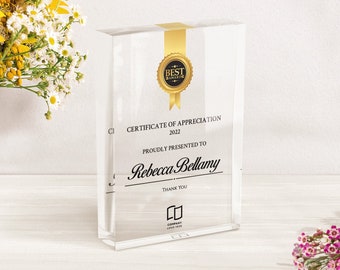 Achievement Award Plaque | Corporate Award | Recognition Trophy | Thank You Gift | UV Printed Award