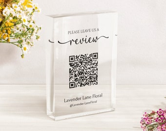 Custom QR Code Acrylic Business Sign: Social Media Promotion