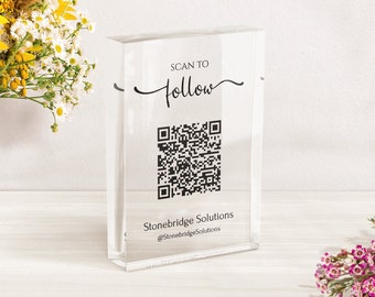 Customizable QR Code Acrylic Sign: Small Business Promotion