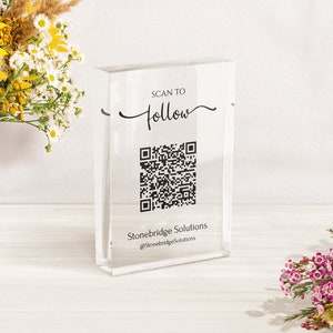 Customizable QR Code Acrylic Sign: Small Business Promotion