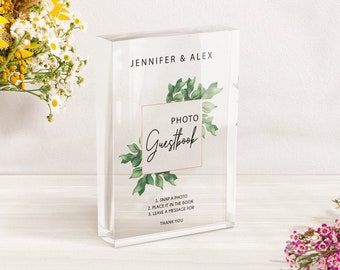 Acrylic Wedding Guest Book Sign: Modern Photo Album (4x6 inches)