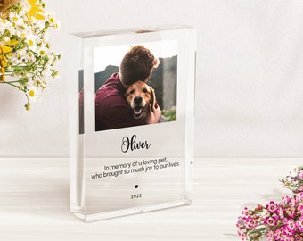 Personalized Dog Memorial Gift: Acrylic Photo Block Pet Remembrance