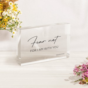 Personalized Bible Verse Acrylic Plaque | Modern Christian Art | Faith Over Fear, Pastor Appreciation Gift, isaiah 41 10