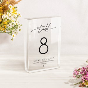 Acrylic Wedding Table Numbers: Modern Calligraphy Reception Decor