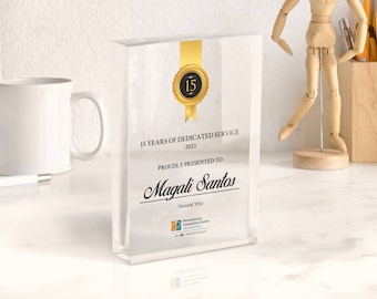 Personalized Acrylic Award | Retirement Award | Employee of The Year | Corporate Award | UV Printed Award Plaque