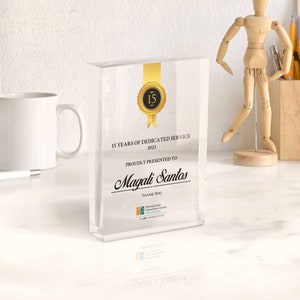 Personalized Acrylic Award | Retirement Award | Employee of The Year | Corporate Award | UV Printed Award Plaque