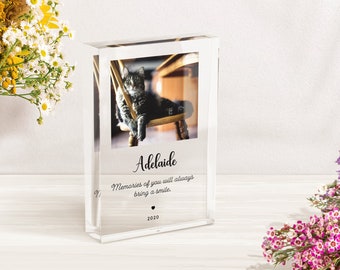 Cat Sympathy Gift, Bereavement Gift, Forever in Our Heart | Acrylic Photo Block | P02