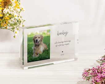 Personalized Pet Memorial Acrylic Photo Block: Bereavement Gift