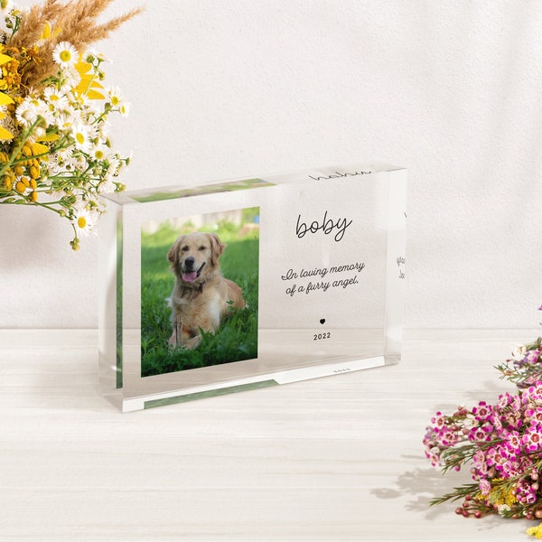 Pet Memorial Plaque, Acrylic Photo Block, Pet Loss Gift | Bereavement Gift  | P02