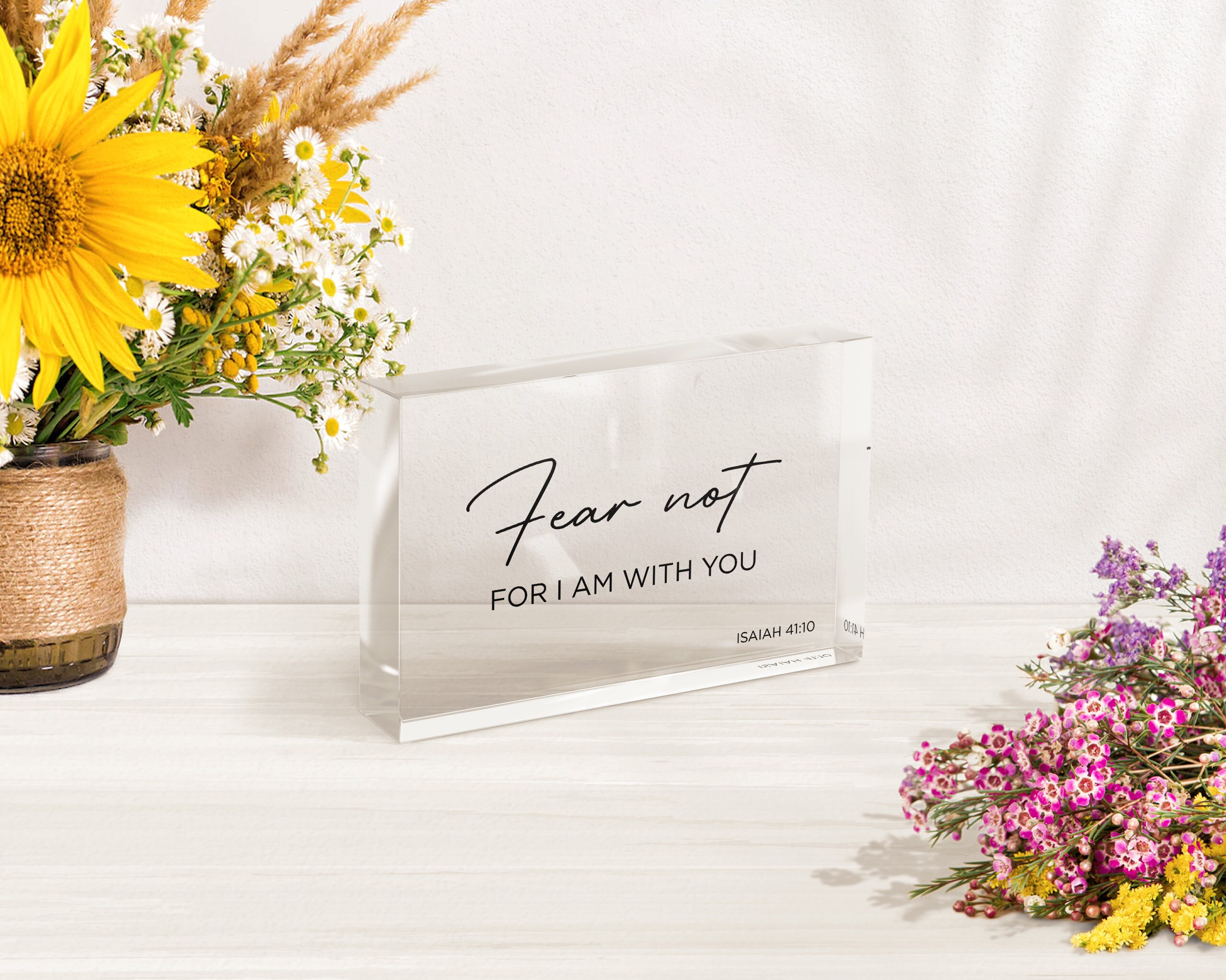 Personalized Bible Verse Acrylic Plaque | Modern Christian Art | Faith Over Fear, Pastor Appreciation Gift, isaiah 41 10