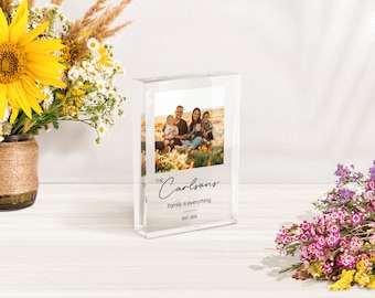 Custom Acrylic Photo Block | Personalized Family Name Sign | Housewarming Gift & Home Decor