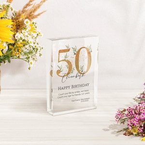 Personalized 50th Birthday Acrylic Block: Keepsake Gift