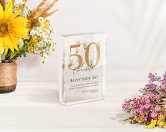 Personalized 50th Birthday Acrylic Block: Keepsake Gift