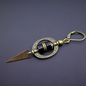 Brass Spike Onyx Single Earring: Boho Gothic Style Single earring for men