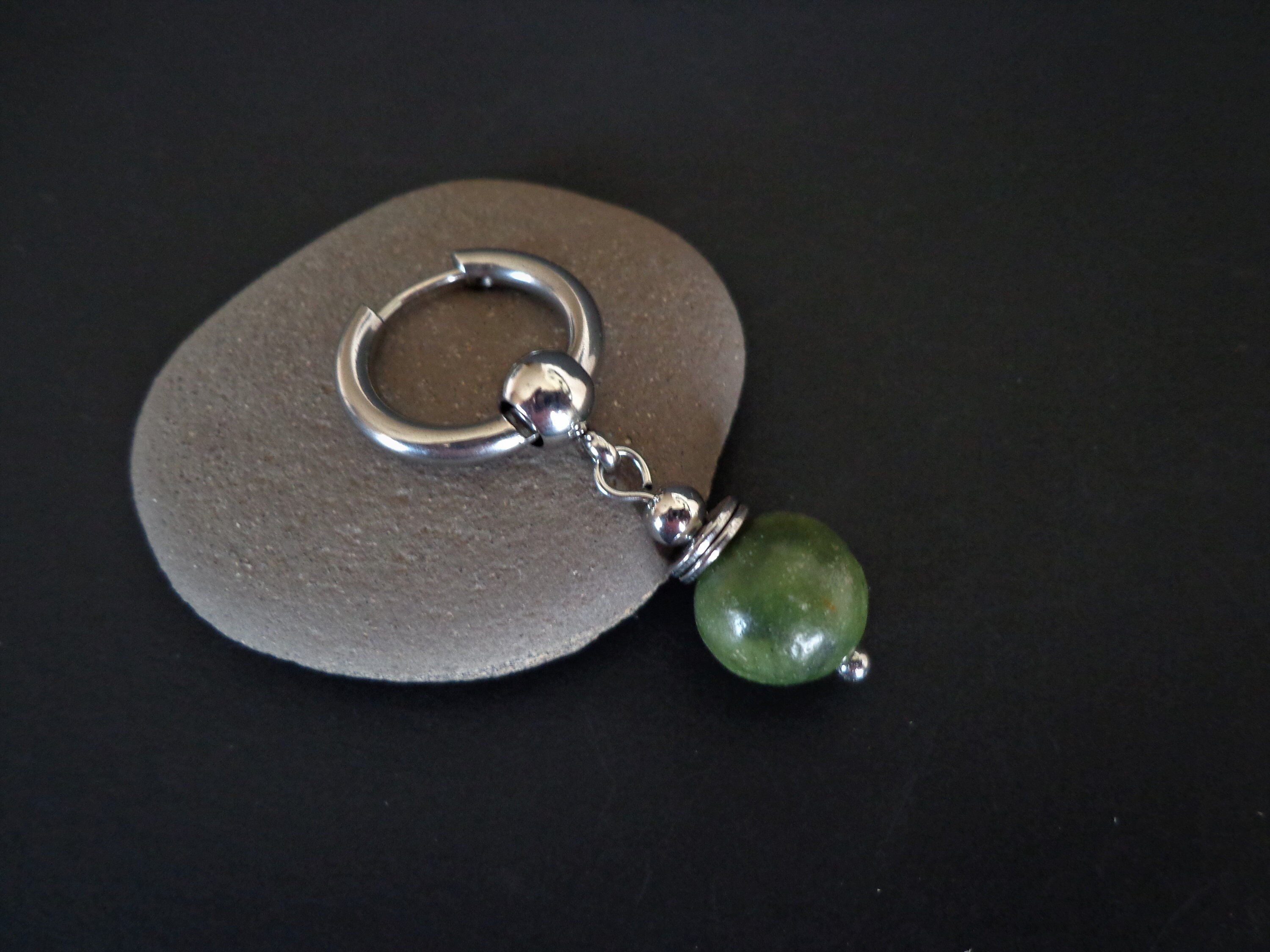 Pendentif En Pierre De Jade De 12mm - Création Artisanale (homemade) - Neuf - Origine France