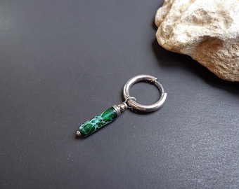 Orecchini a cerchio con perline di opale verde fuoco naturale per donna
