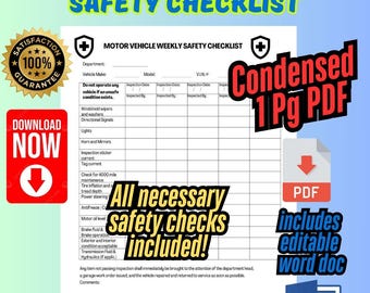 Liste de contrôle de sécurité du véhicule | Carnet d'entretien, inspection automobile (PDF)